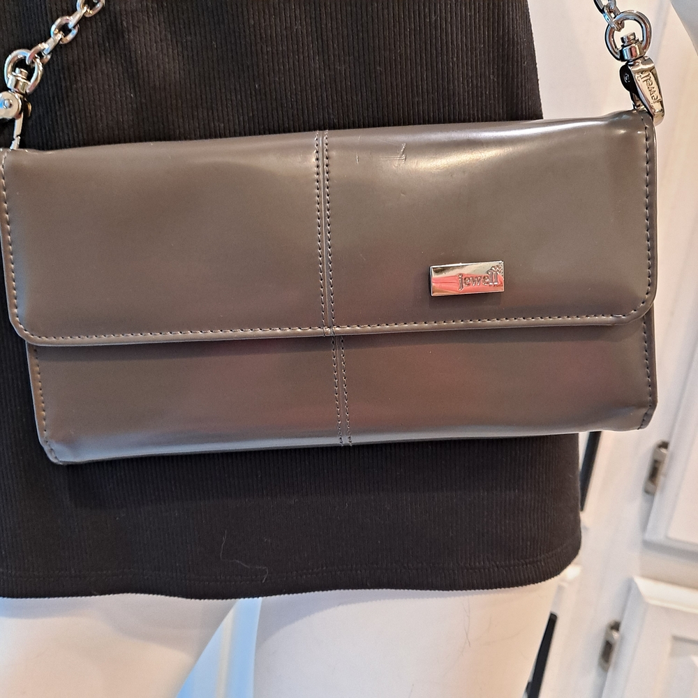 Jewell Chic Gray Crossbody Bag with Chain Strap